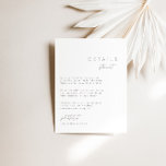 Elegante Minimalistische Hochzeitskarte Begleitkarte<br><div class="desc">Das Design besticht durch einen handgeschriebenen Schriftart und modernes minimalistisches Design. Konzipiert für die "ESSENTIALS" Hochzeitskollektion. Klicken Sie zum Ändern der Details auf "Personalisieren". Klicken Sie auf den Link Sammlung auf dieser Seite, um alle passenden Elemente in diesem schönen Design zu sehen, oder sehen Sie sich die Sammlung hier an:...</div>