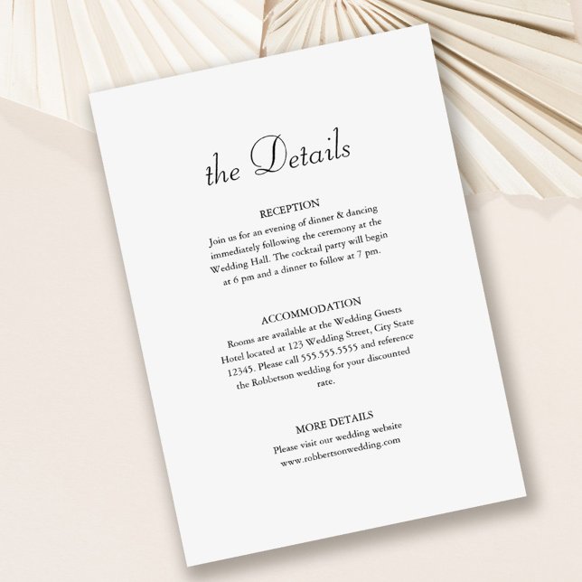 Elegante Minimalistische Hochzeitskarte Einladung (Elegant Minimalist Wedding Details Card on dusty rose background.)