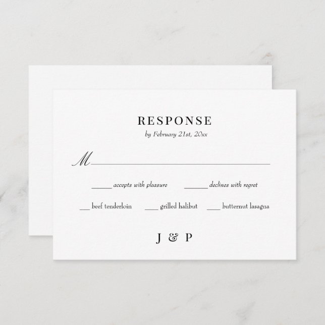 Elegante Minimalistische Hochzeitskarte RSVP Karte (Vorne/Hinten)