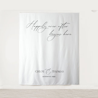 Elegante minimalistische Hochzeitskulissen-Banner Wandteppich