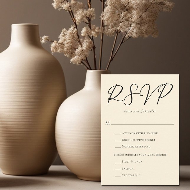 Elegante Minimalistische Hochzeitsmahlzeit RSVP Karte (Von Creator hochgeladen)