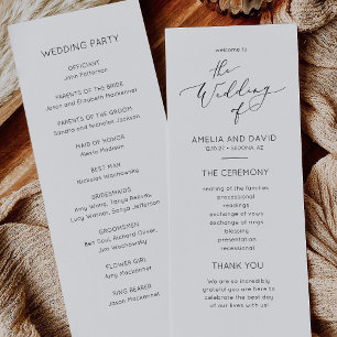 Elegante minimalistische Hochzeitsprogrammkarte Einladung