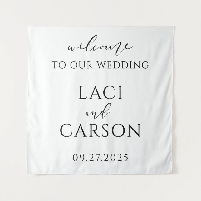 Elegante Minimalistische Hochzeitsstimmung Wandteppich (Vorderseite)