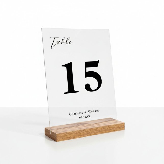 Elegante minimalistische Hochzeitstisch-Nummer Acrylschild (Von Creator hochgeladen)