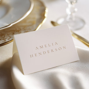Elegante Minimalistische Ivory Taupe Hochzeit Plat Tischnummer