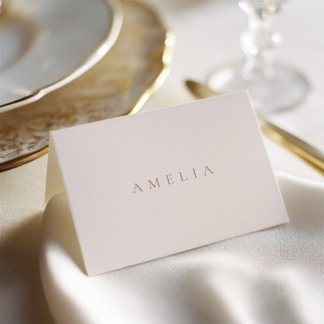 Elegante Minimalistische Ivory Taupe Hochzeit Plat Tischnummer (Elegant Minimalist Ivory Taupe Wedding Place Card)