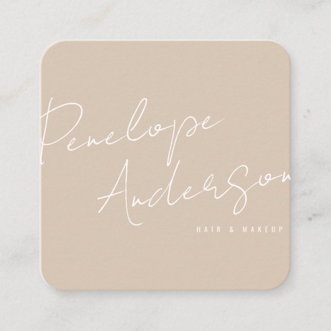 Elegante Minimalistische Kakaocreme Boho Chic Mode Quadratische Visitenkarte (Vorderseite)