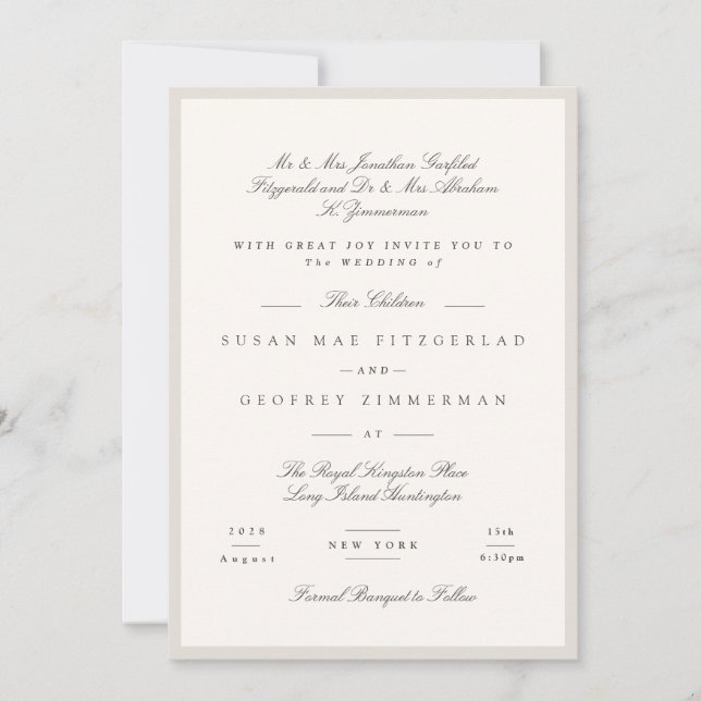 Elegante minimalistische Kalligrafie-Hochzeit Einladung (Vorderseite)