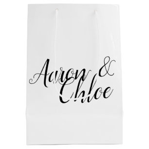 Elegante minimalistische Kalligrafie-Hochzeit Mittlere Geschenktüte