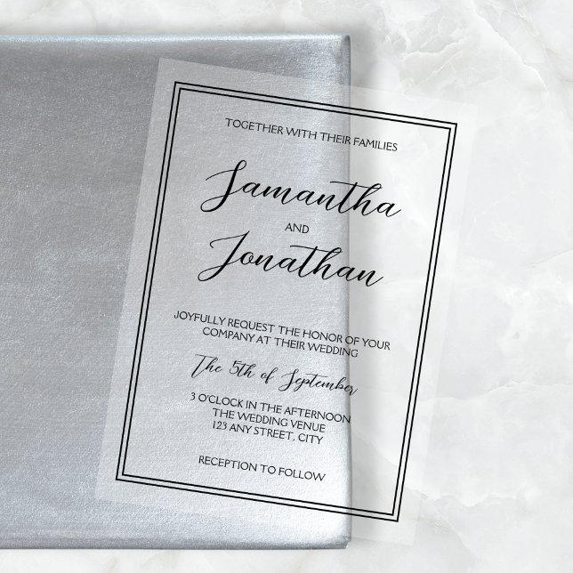 Elegante Minimalistische Kalligrafie-SkriptWedding Acryleinladungen (Elegant Minimalist Calligraphy Script Wedding Acrylic Invitations)