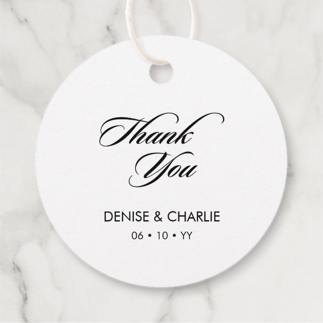 Elegante Minimalistische Kalligrafie White Wedding Geschenkanhänger (Rückseite)