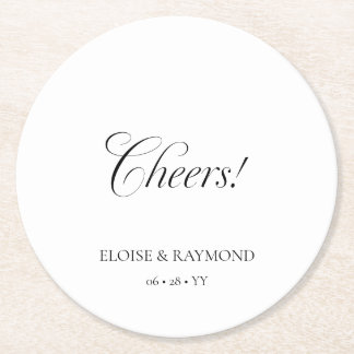 Elegante Minimalistische Kalligrafie White Wedding Runder Pappuntersetzer