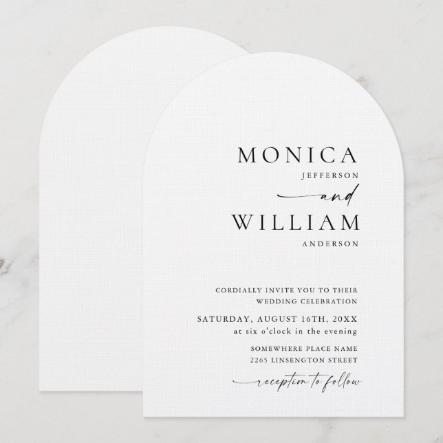 Elegante Minimalistische Kalligraphie-Hochzeit Einladung (Vorne/Hinten)