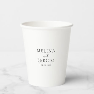 Elegante Minimalistische Kalligraphie-Hochzeit Pappbecher