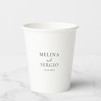 Elegante Minimalistische Kalligraphie-Hochzeit Pappbecher
