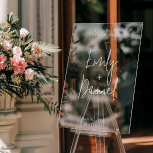 Elegante Minimalistische Kalligraphie-Hochzeit Wil Acrylschild