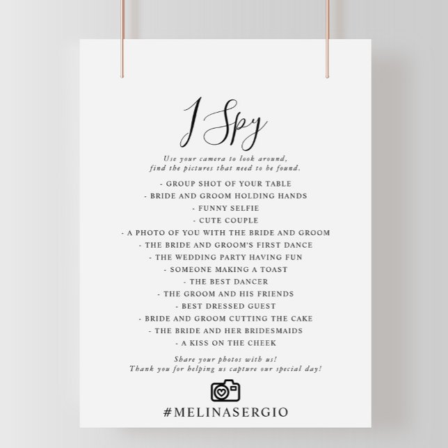 Elegante Minimalistische Kalligraphie I Spy Weddin (Von Creator hochgeladen)