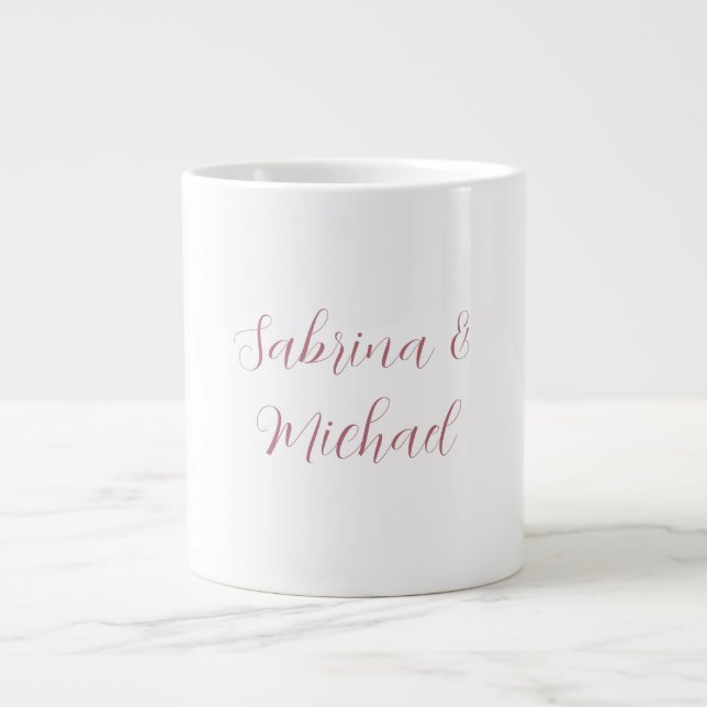 Elegante Minimalistische Kalligraphie Rose Gold Wh Jumbo-Tasse (Vorderseite)