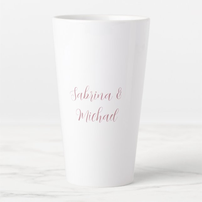Elegante Minimalistische Kalligraphie Rose Gold Wh Milchtasse (Vorderseite)