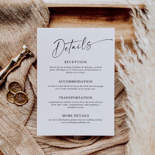 Elegante Minimalistische kalligraphische Hochzeitd Begleitkarte (Von Creator hochgeladen)