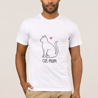 Elegante minimalistische Katzenmutter-Herz-Illustr T-Shirt