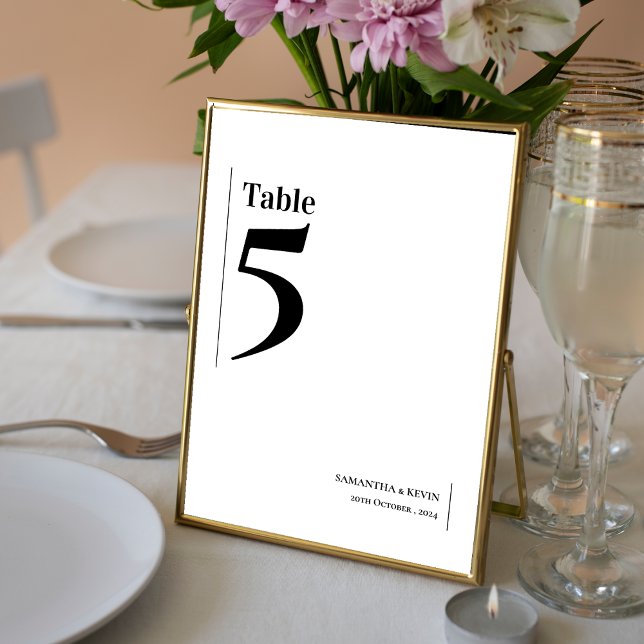 Elegante Minimalistische klassische Hochzeitsstimm Dankeskarte (Elegant Minimalist Classic Wedding Table Number)