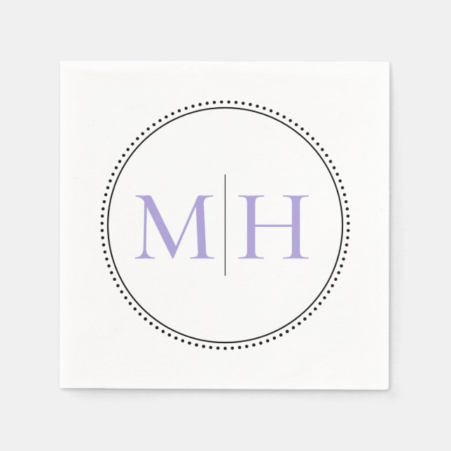 Elegante Minimalistische Lavender Monogram Wedding Serviette (Vorderseite)