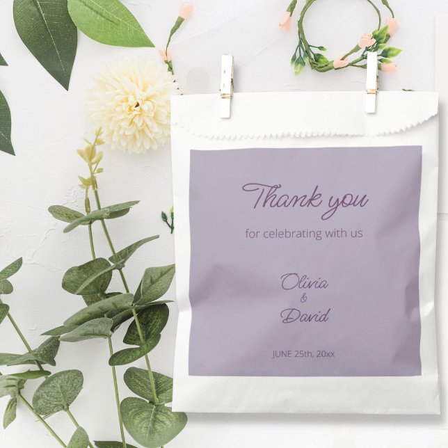 Elegante Minimalistische lila Hochzeit Geschenktütchen (Von Creator hochgeladen)