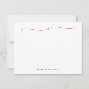 Elegante Minimalistische Magenta Monogram-Kalligra Mitteilungskarte