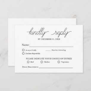 Elegante Minimalistische Mahlzeiten RSVP Karte