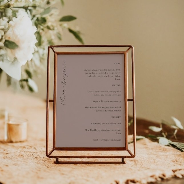 Elegante Minimalistische Mauve Script Custom Weddi Menükarte (Von Creator hochgeladen)