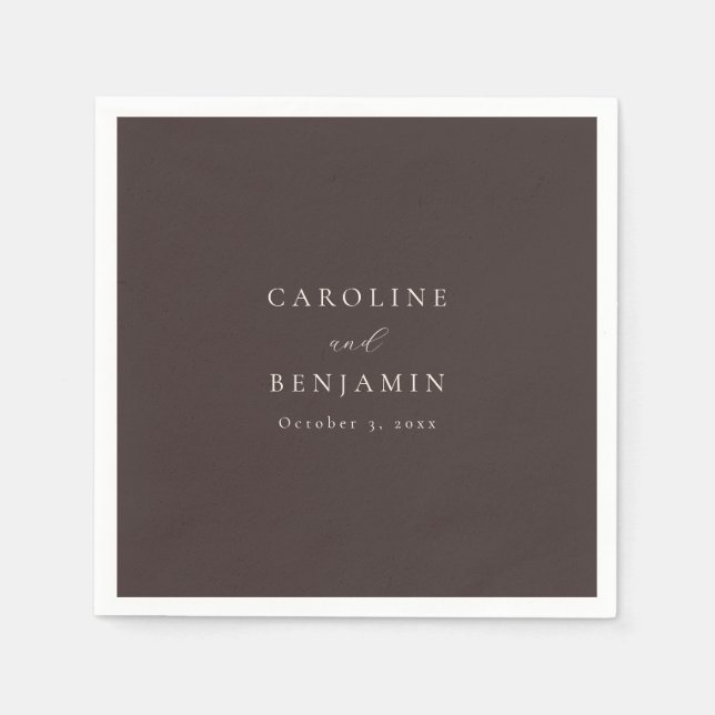 Elegante minimalistische Mocha-Braun-Kalligrafie-H Serviette (Vorderseite)