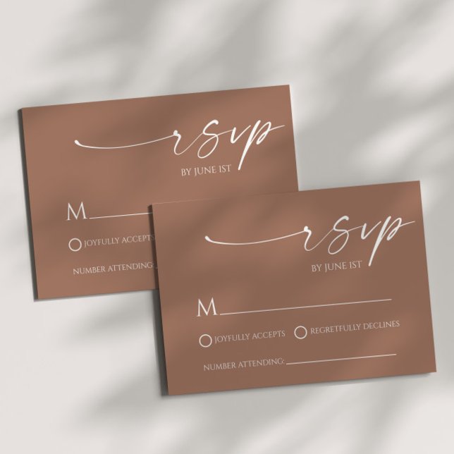 Elegante Minimalistische Mocha Mousse Wedding RSVP Karte (Von Creator hochgeladen)