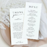 Elegante Minimalistische Moderne Hochzeit Danke Menükarte<br><div class="desc">Für weitere Anpassungen klicken Sie bitte auf den Link "Weitere Anpassung" und verwenden Sie unser Design-Tool,  um diese Vorlage zu ändern.</div>