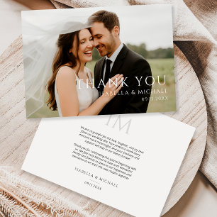Elegante minimalistische moderne Hochzeitsfotograf Dankeskarte