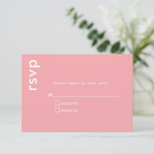 Elegante Minimalistische, moderne rosa Hochzeit RSVP Karte