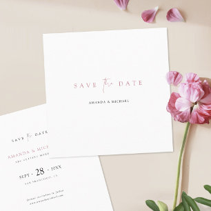 Elegante Minimalistische Moderne Rose Save The Date