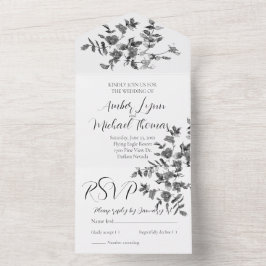 Elegante minimalistische moderne Schwarz-weiße Wil All In One Einladung