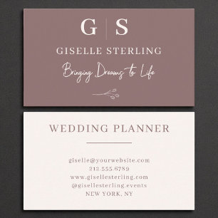 Elegante Minimalistische Monogram Dusty-Rose Visitenkarte