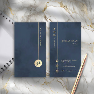 Elegante Minimalistische Monogram Navy Blue und Go Visitenkarte