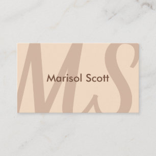 Elegante Minimalistische Monogram Soft Beige Stilv Visitenkarte