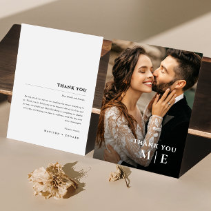Elegante Minimalistische Monogram Wedding Dankesch Dankeskarte