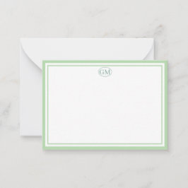 Elegante minimalistische Monogramm-Grüne Zweifach- Mitteilungskarte