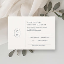 Elegante minimalistische Monogramm-Hochzeits-RSVP