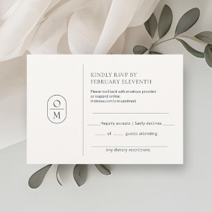 Elegante minimalistische Monogramm-Hochzeits-RSVP RSVP Karte
