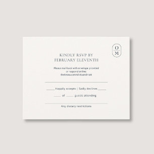 Elegante Minimalistische Monogramm-Hochzeits-RSVP RSVP Karte