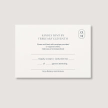 Elegante Minimalistische Monogramm-Hochzeits-RSVP