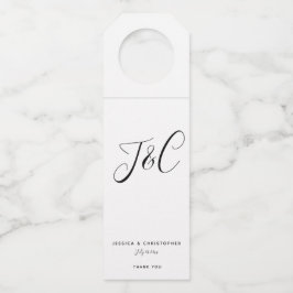 Elegante minimalistische Monogramm-Initialen-Hochz Flaschenanhänger