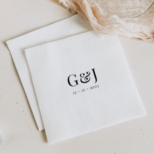 Elegante Minimalistische Monogramm-Initialen Hochz Serviette