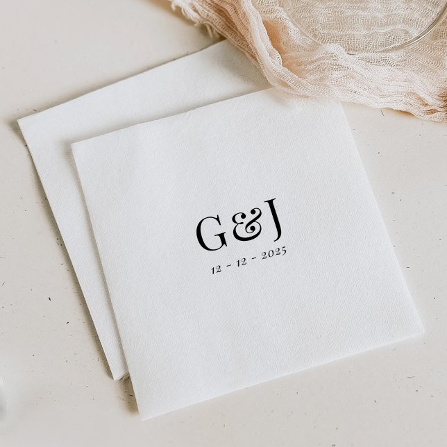Elegante Minimalistische Monogramm-Initialen Hochz Serviette (Von Creator hochgeladen)